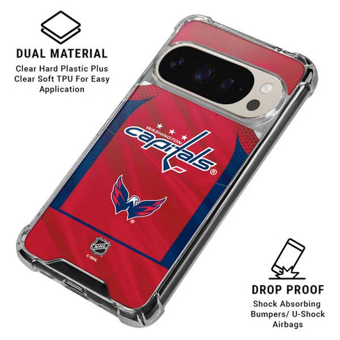 NHL Washington Capitals Home Jersey Pixel 9/9 Pro Clear Case